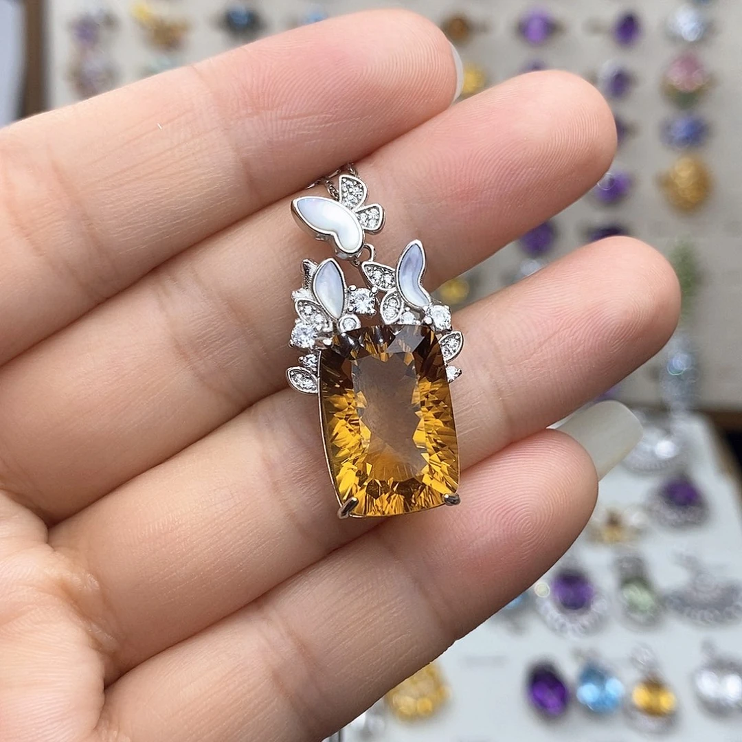 吊坠(不含链)银S925镶嵌黄晶迷*晏不含证书