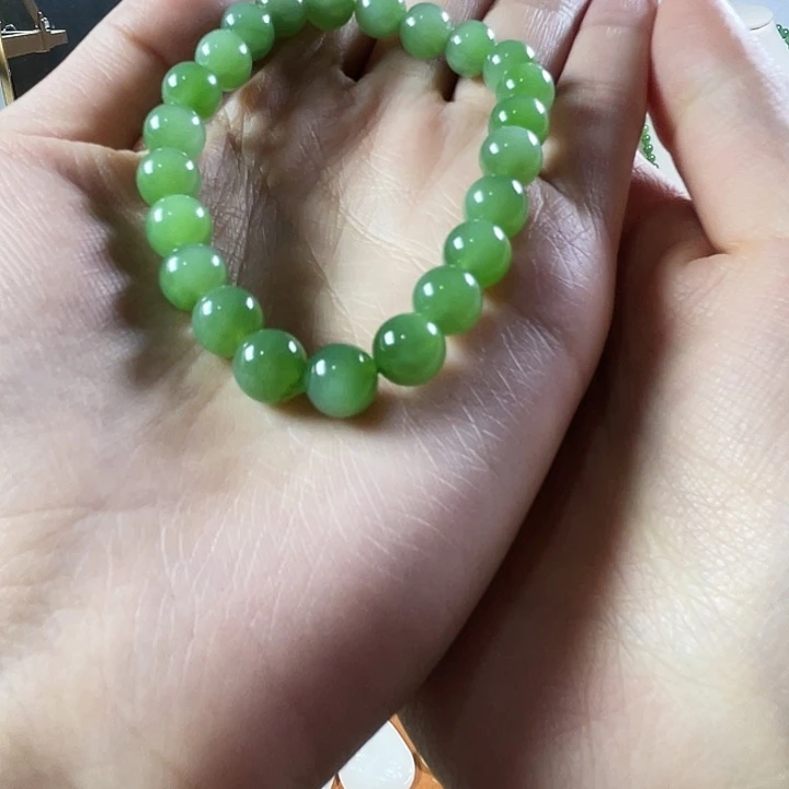 靡***∞和田玉（碧玉）未镶嵌手串和田玉俄罗斯碧玉卡8手串高档