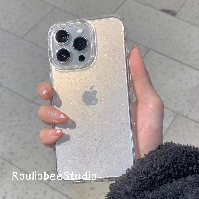 高级感透明闪粉适用苹果14/15promax手机壳iPhone13硅胶12软16套