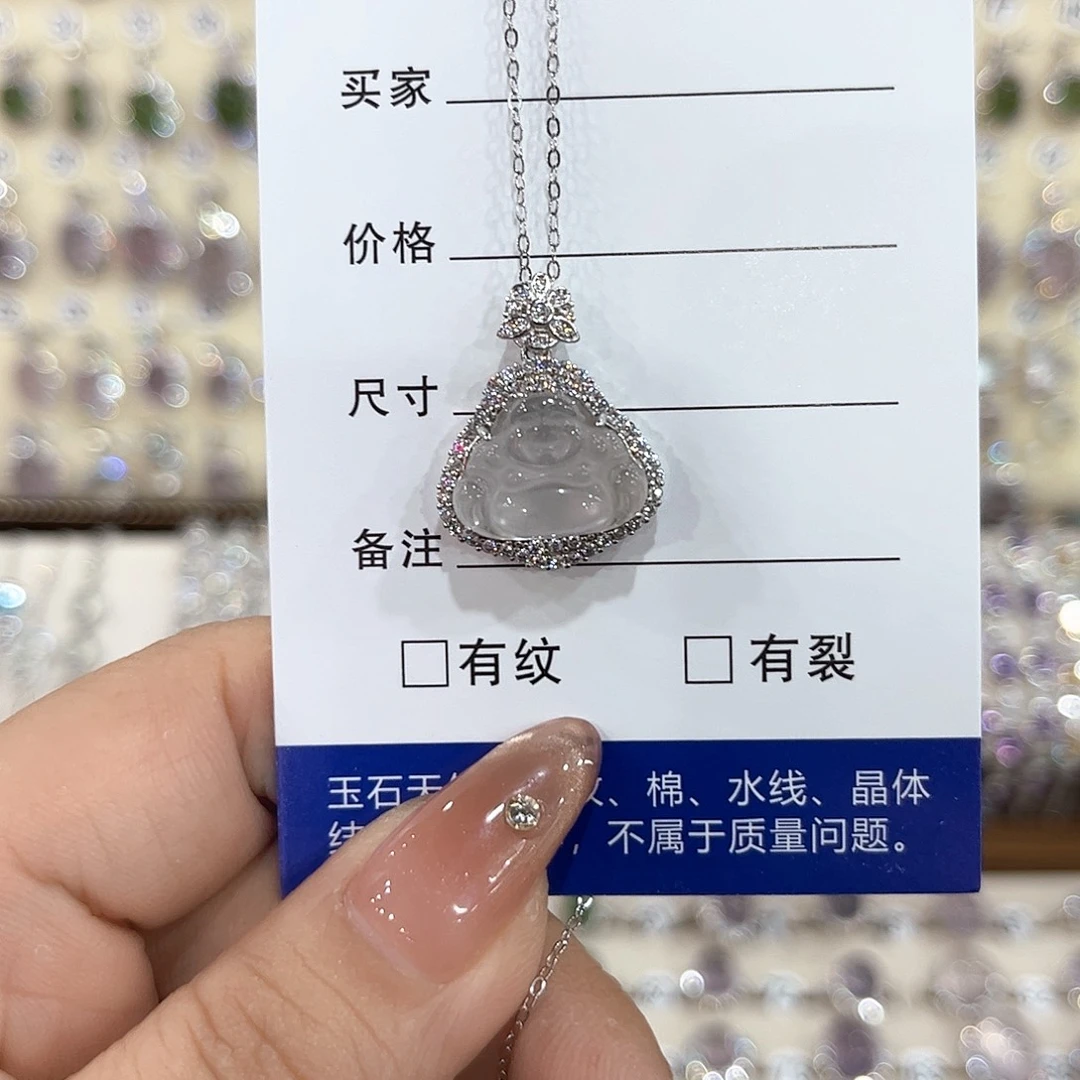 颈饰银S925镶嵌石英质玉