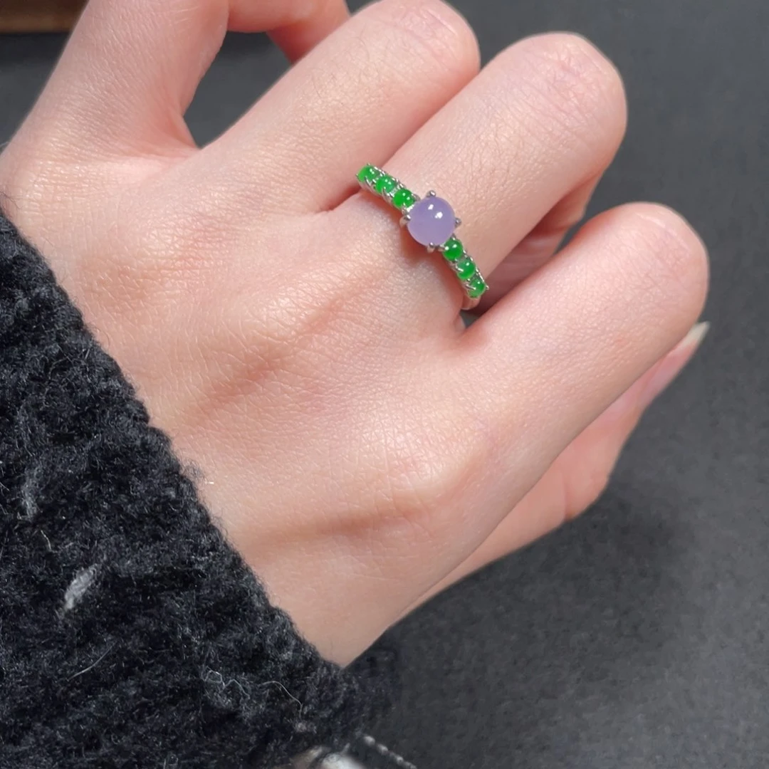 翡翠戒指银S925镶嵌蓉*73486