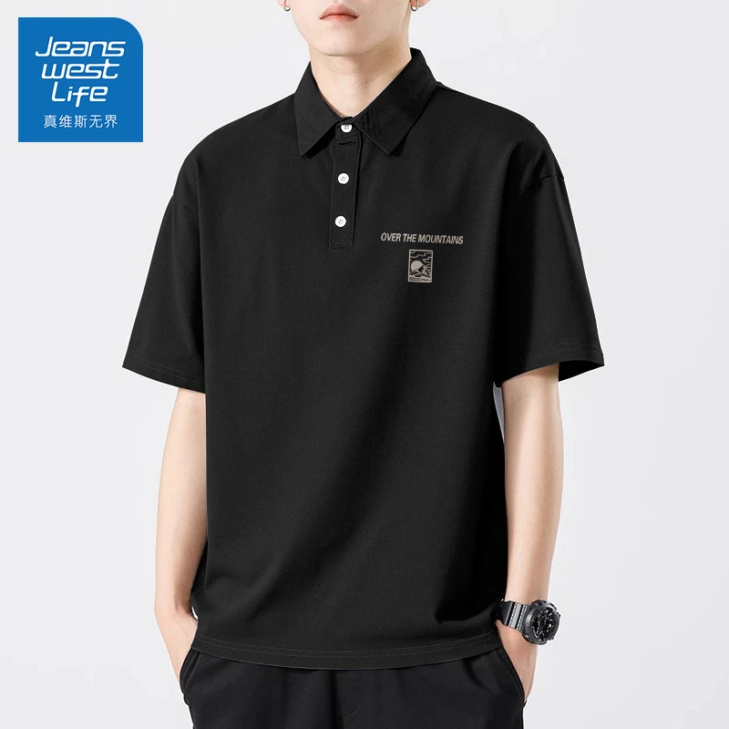 真维斯男士polo珠地衫上衣2025新款夏季青少年设计感短袖t恤