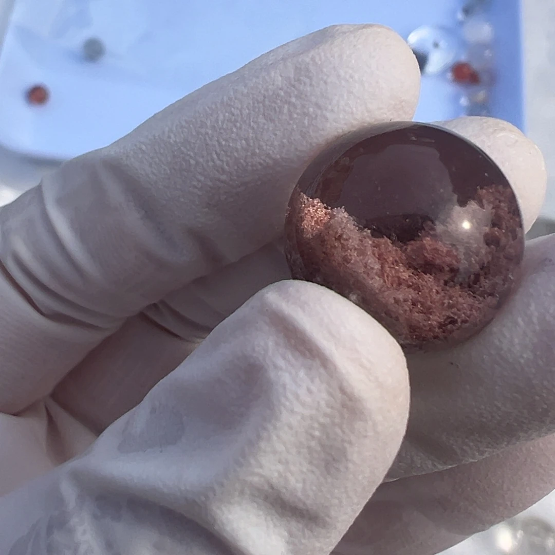 水晶粉幽16.5mm定制打孔不退换未镶嵌R****n