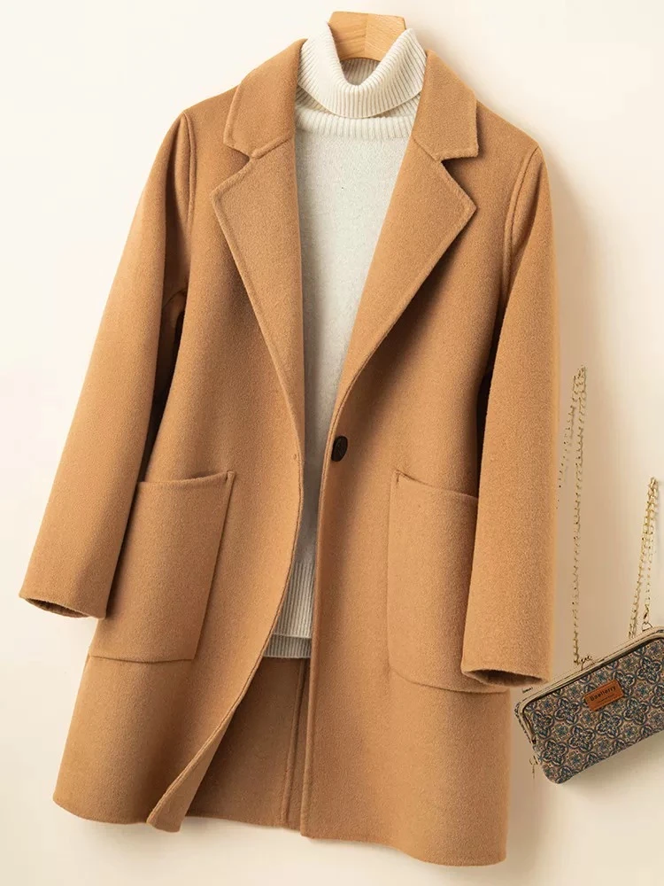 大衣长款毛呢西装显瘦气质宽松中长款呢子时尚百搭女士修身韩版