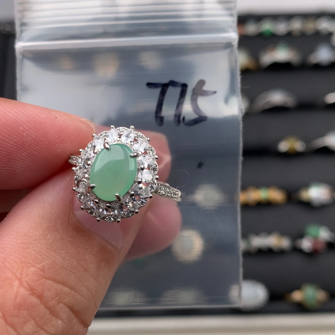 翡翠银S925镶嵌戒圈775