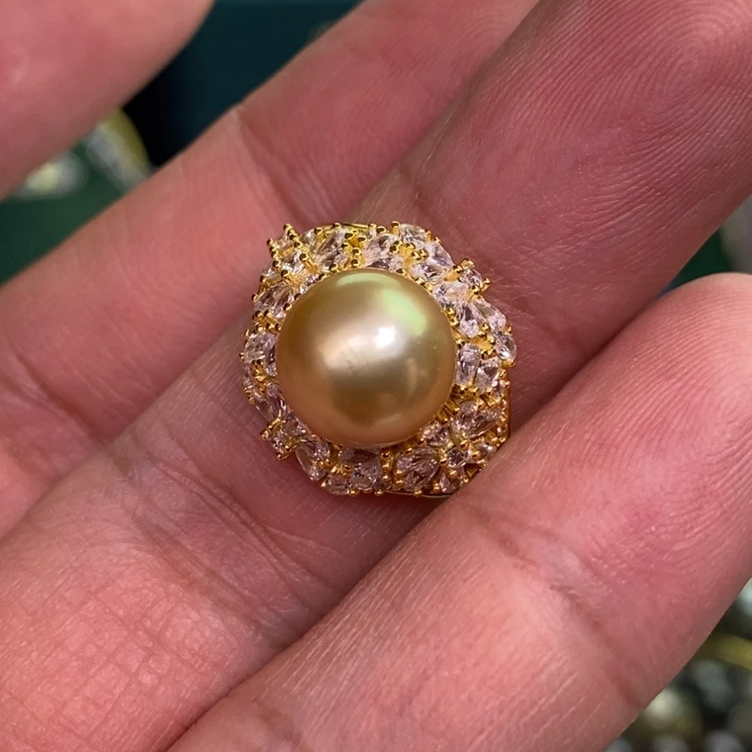 银S925镶嵌戒指海水珍珠