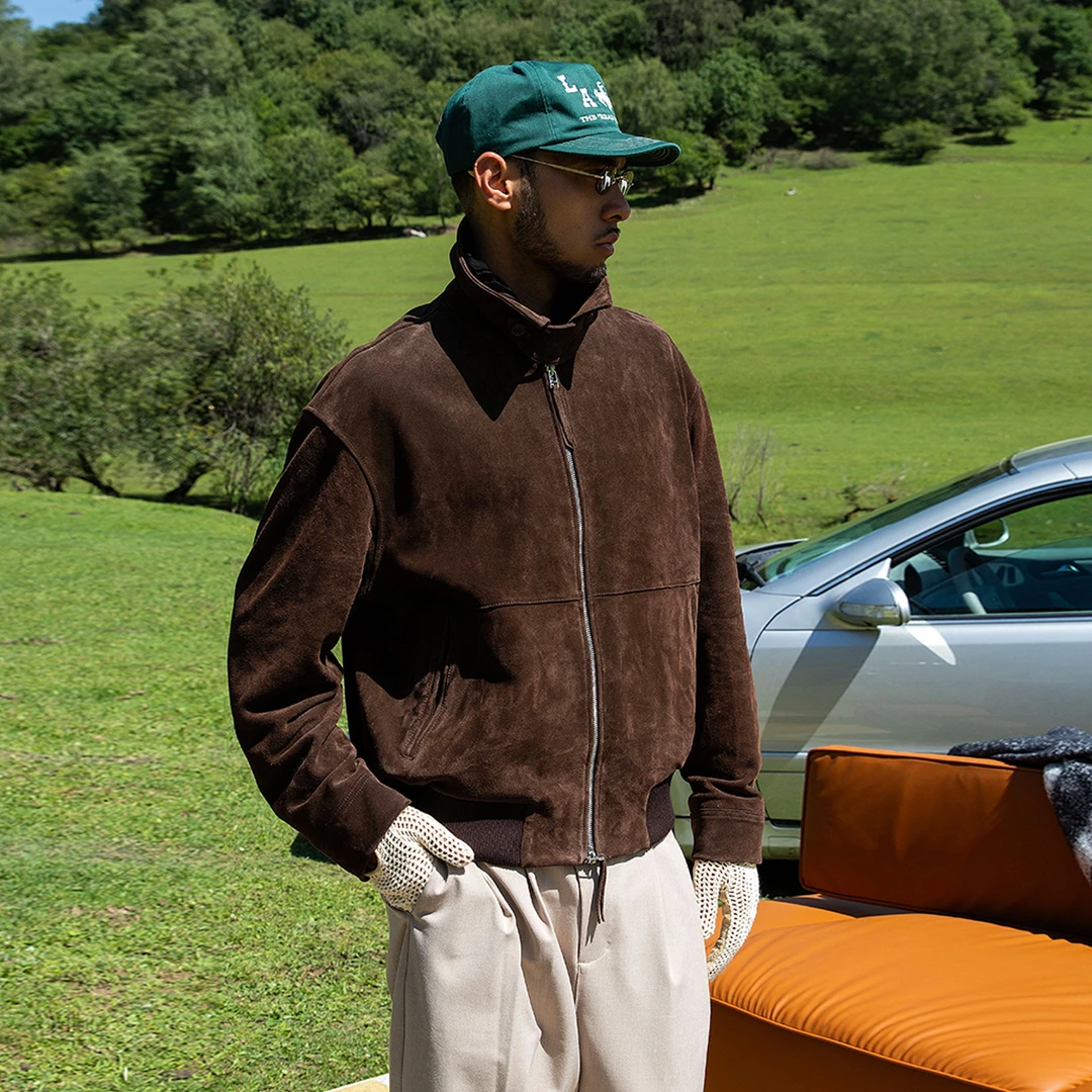 OD/DARKNESS 25冬十字架翻毛小牛皮丝光感麂皮衣夹克老钱翻领外套