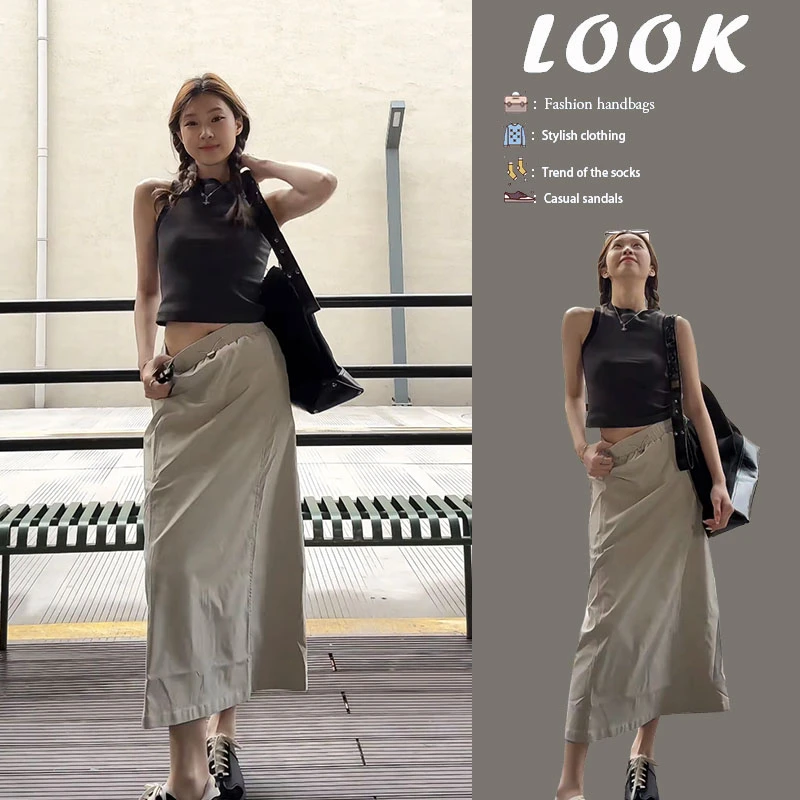 时尚穿搭女2025春季新款美式辣妹修身无袖背心高腰半身裙两件套装