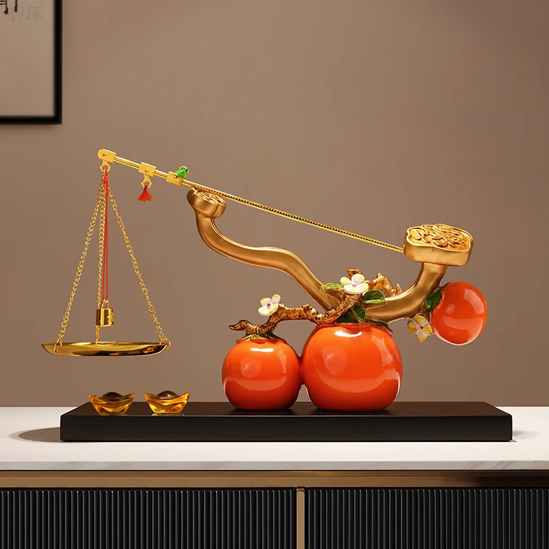 柿柿称心如意柿子客厅玄关电视柜酒柜装饰品摆件生日礼物送女生