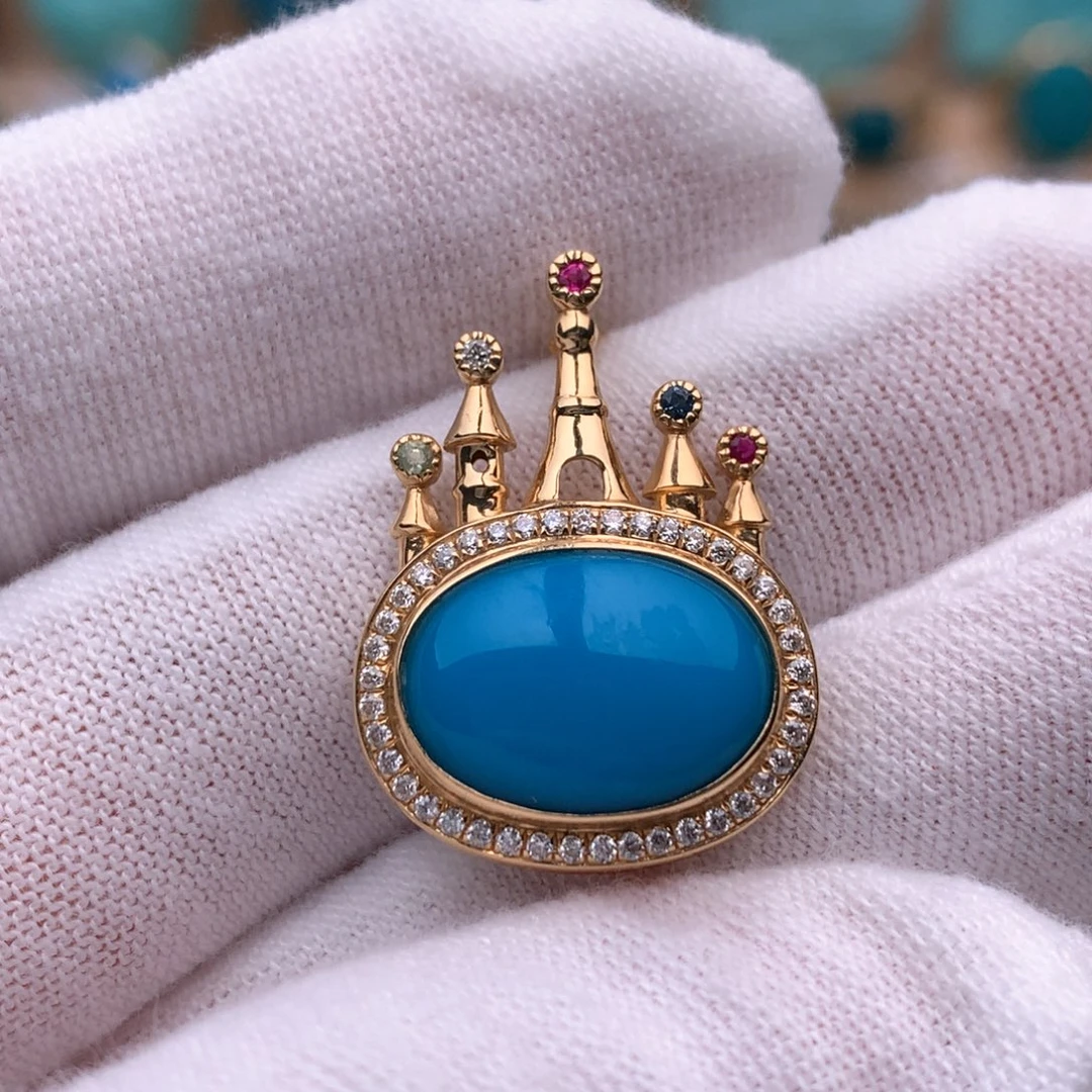 绿松石18K金镶嵌珠宝奇石