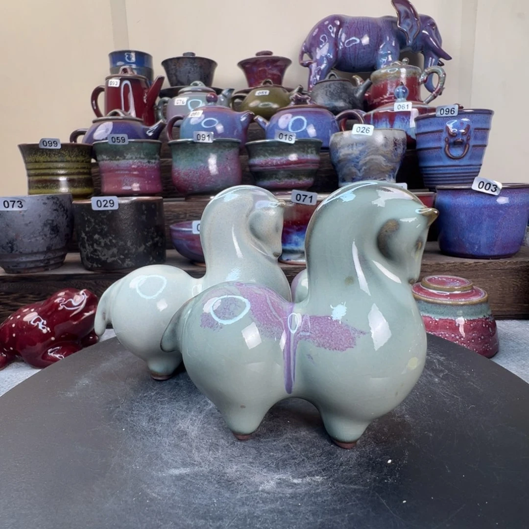 长8cm高7.5钧瓷卡通小马一对