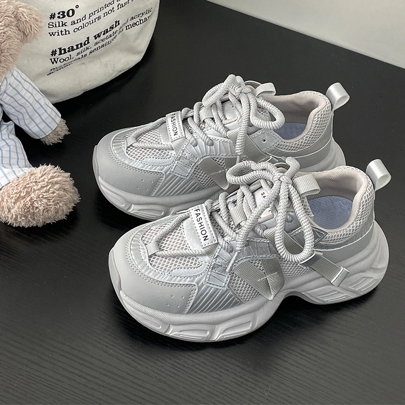 厚底运动鞋女2025春季新款小个子百搭小白鞋增高老爹鞋时尚休闲鞋