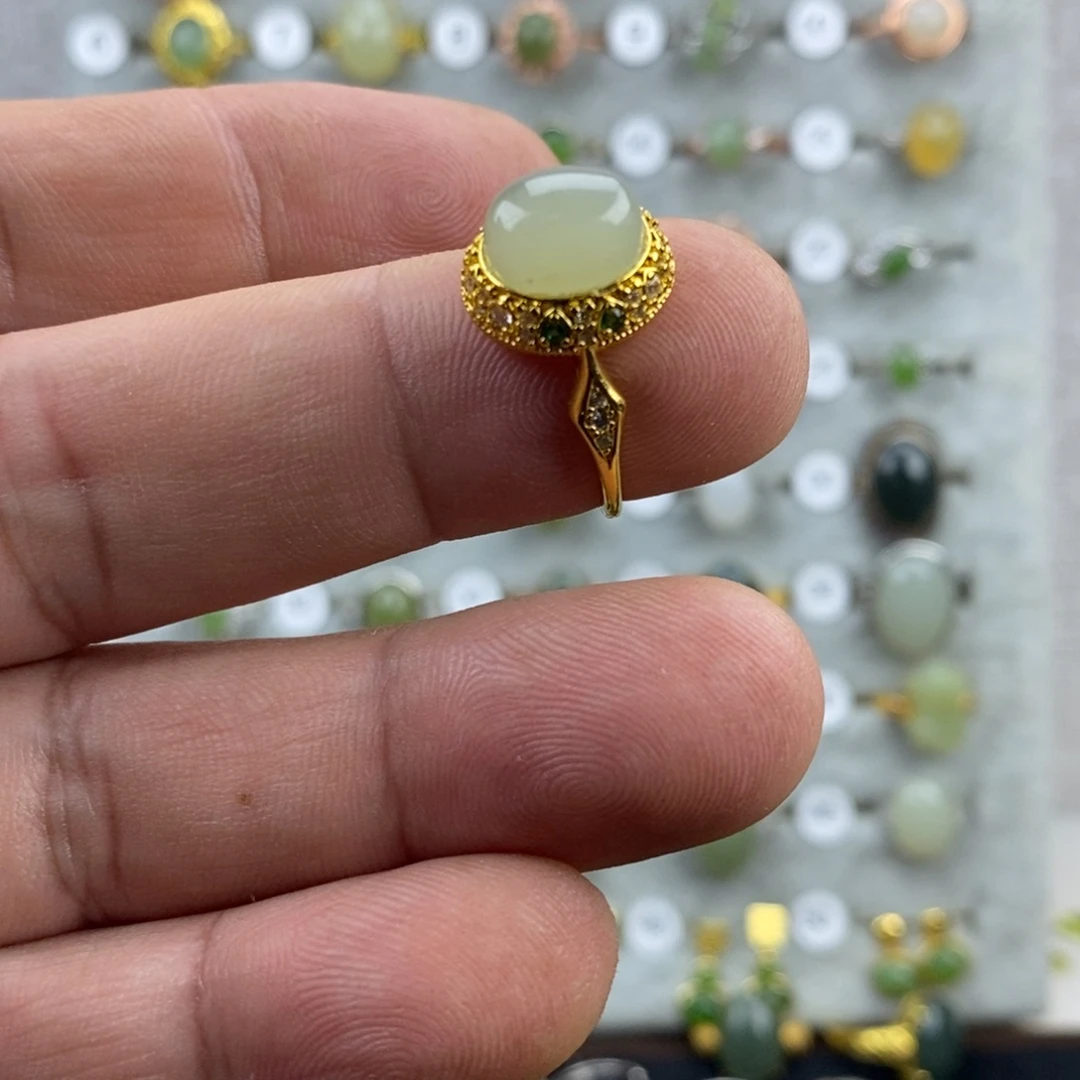 和田玉（青白玉）合金戒指