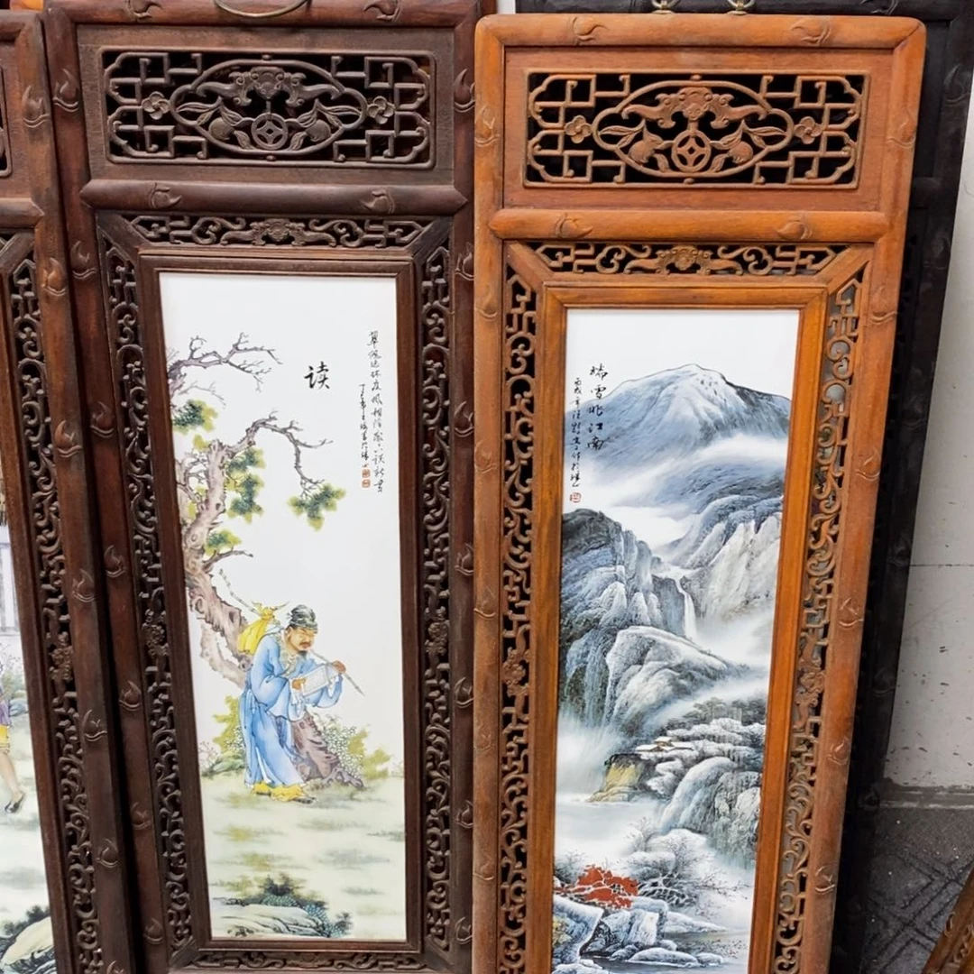 贫***过瓷120*36*8 景德镇瓷板画柴窑烧制