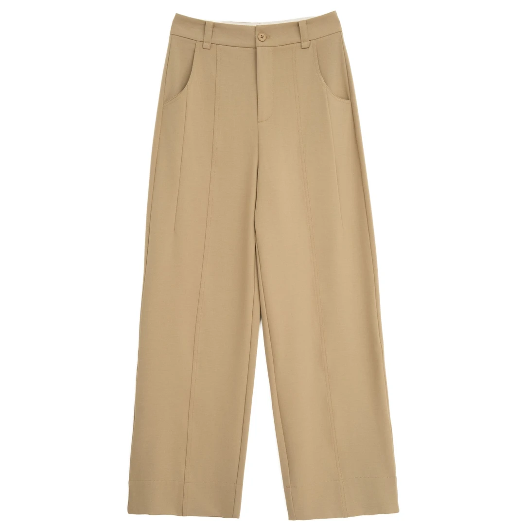 R H 2025春夏新款时尚复古休闲高腰直筒休闲裤2521