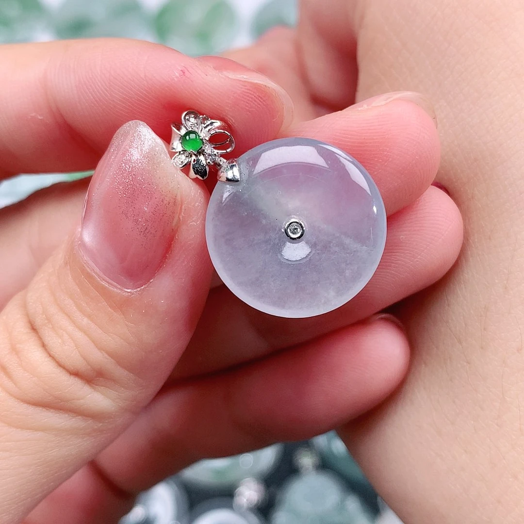 翡翠18K金镶嵌颈饰平安18-4