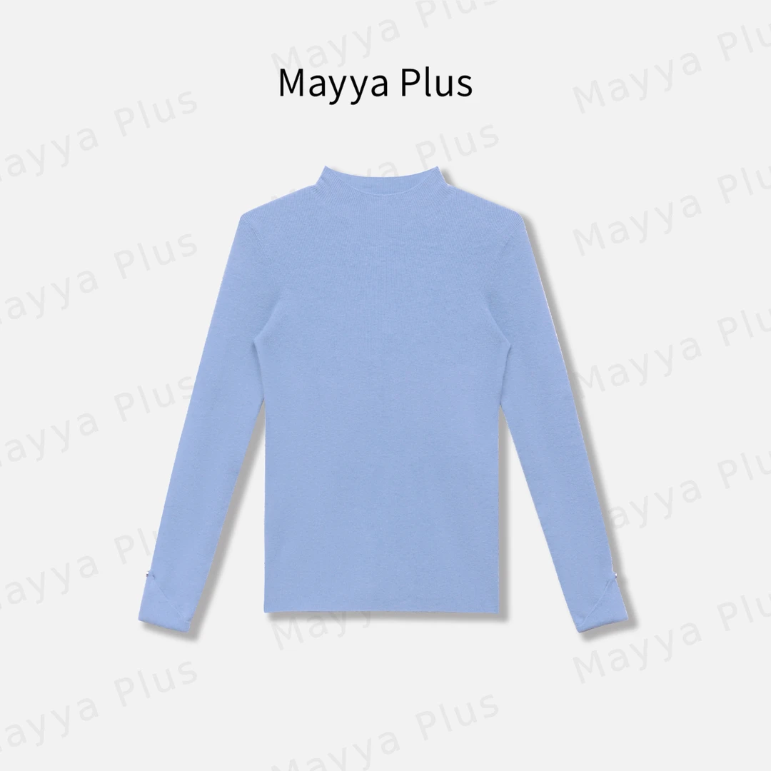 【舒适底牌】Mayya Plus麦芽定制半高领流光风针织打底上衣32537100