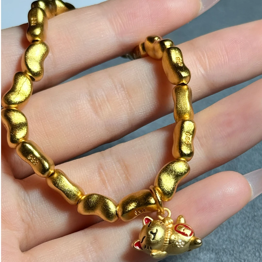 铜合金手链 招财猫百搭金色元宝手链精致首饰饰品时尚串珠手饰