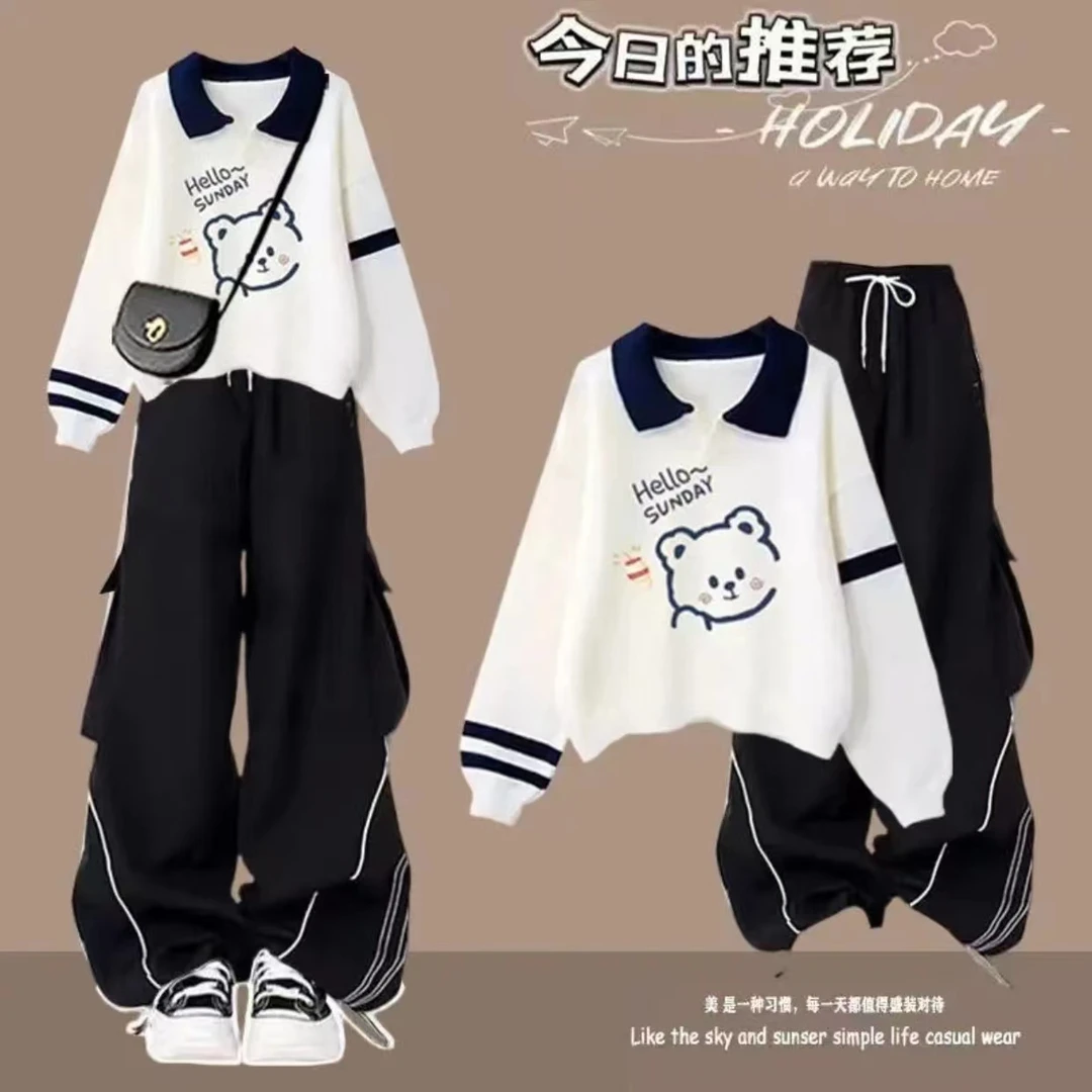 女童春秋新款卫衣套装女大童学生时尚初中生高中生工装裤洋气潮款