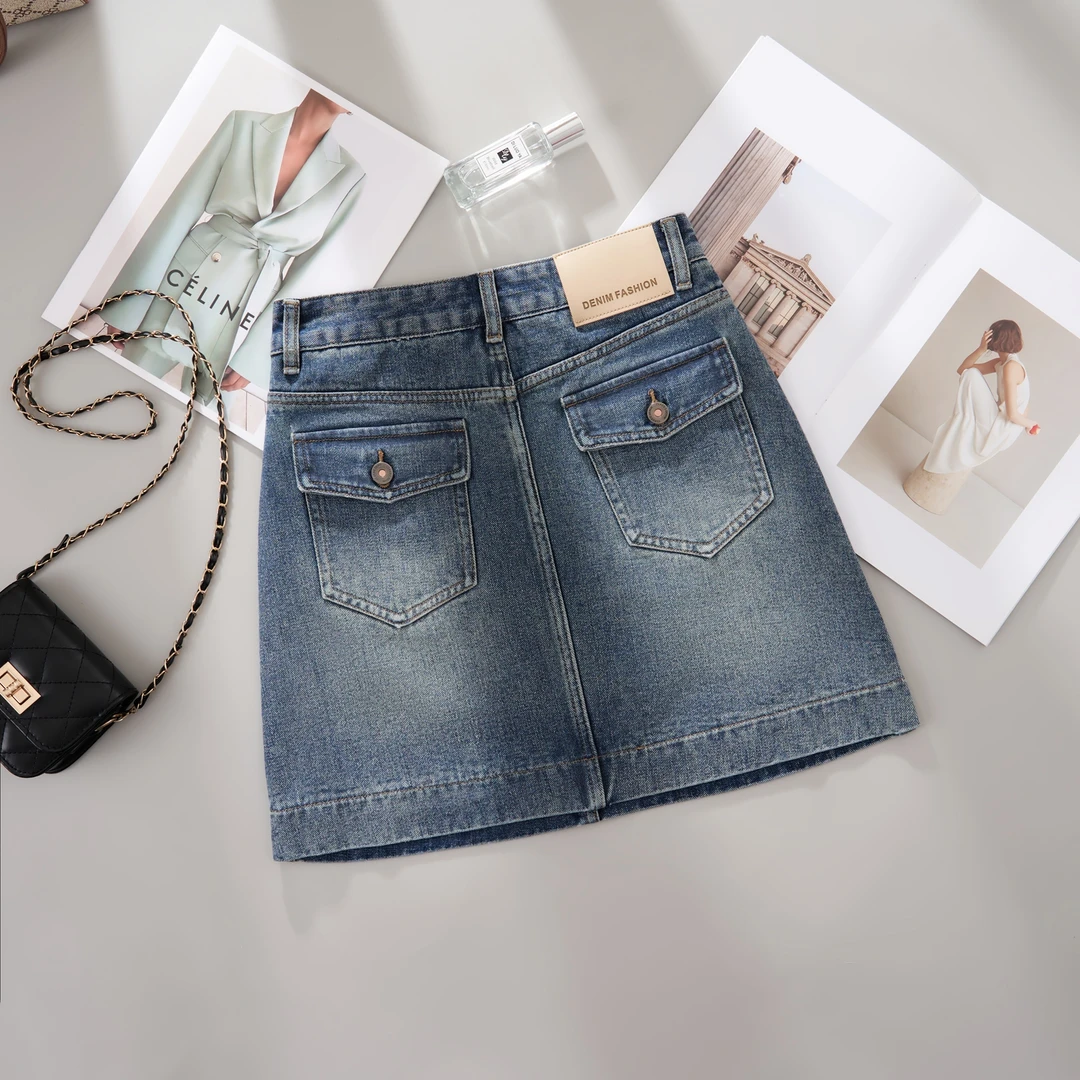 夏季薄款大码韩版不掉色A型牛仔半身裙女