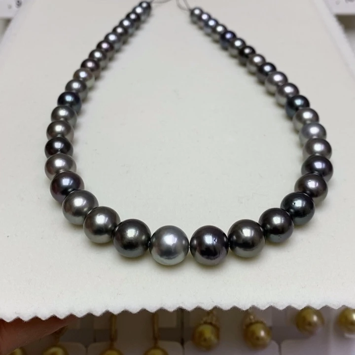 海水珍珠莫兰迪黑珍珠项链银S925镶嵌