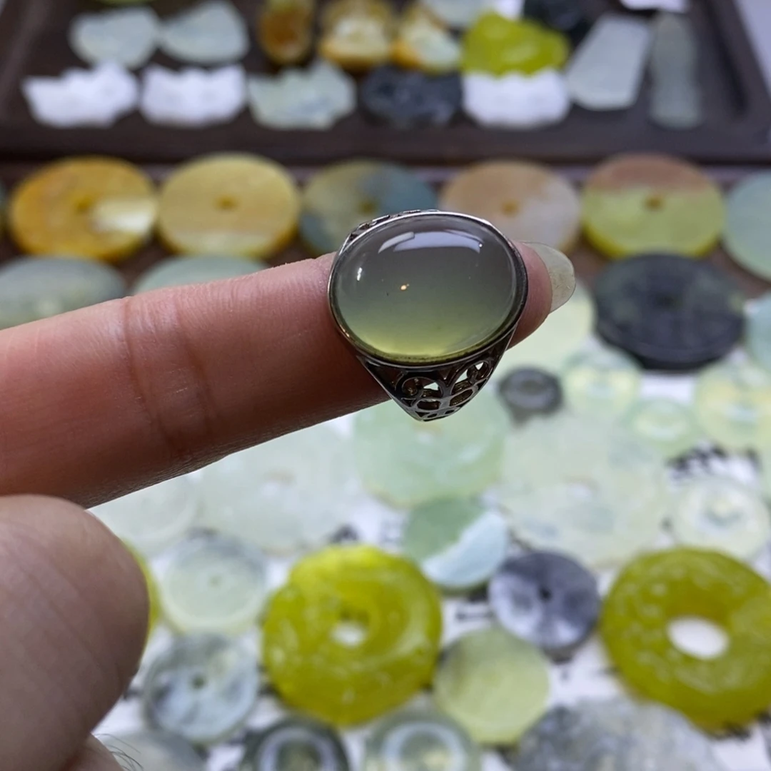 蛇纹石玉戒指未镶嵌戒指