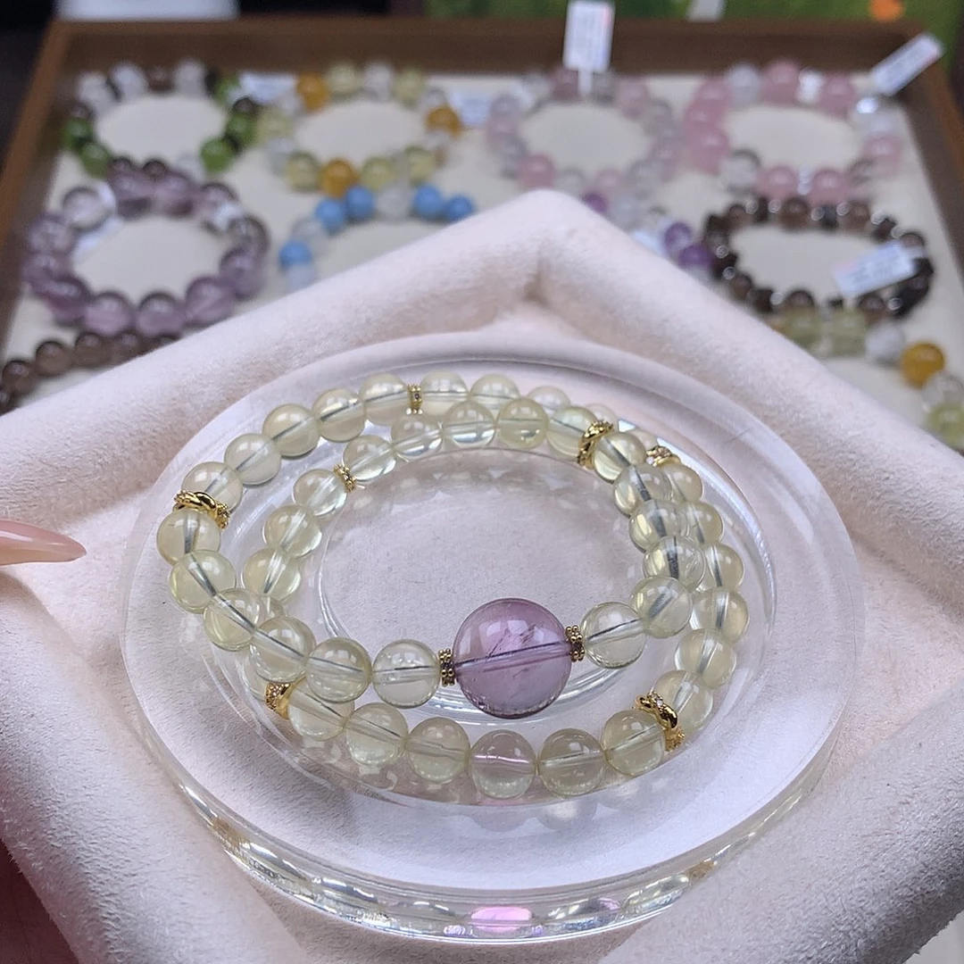 未镶嵌水晶手链柠檬黄双圈