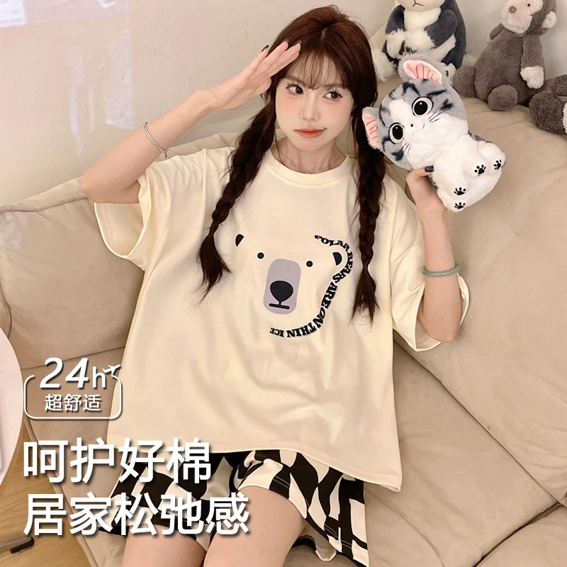 夏天睡衣女款爆款2025新款短袖卡通可爱韩版少女大学生宿舍家居服