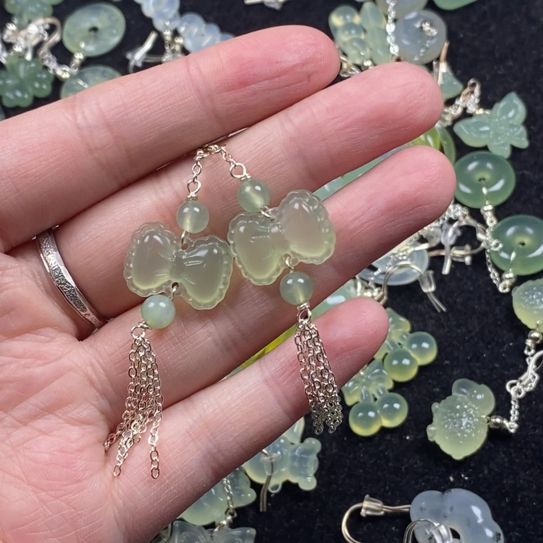 蛇纹石玉未镶嵌挂件耳饰耳环项链