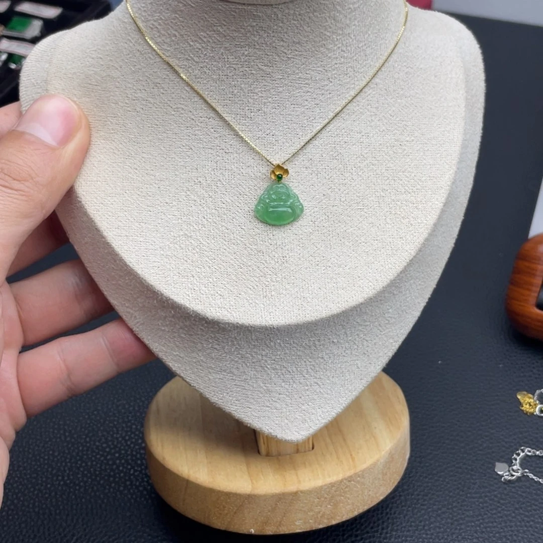 翡翠吊坠(不含链)18K金镶嵌