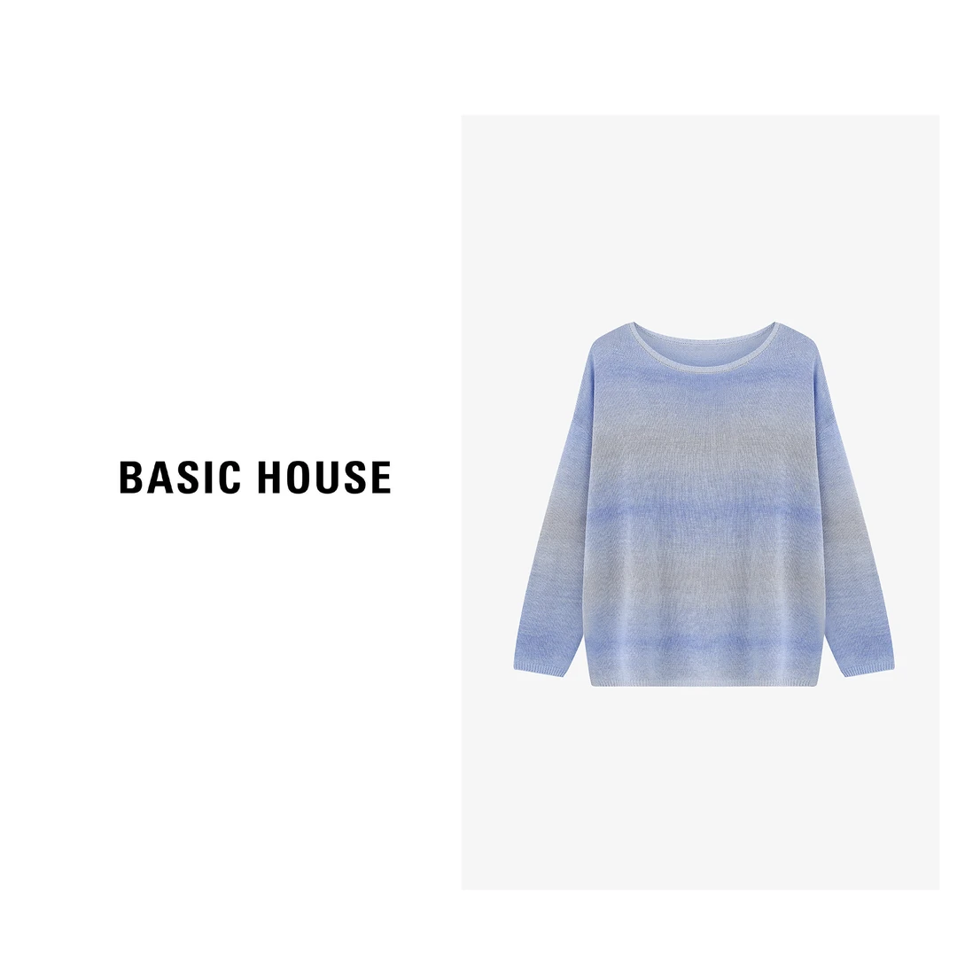 Basic House/百家好夏季纯欲慵懒风女休闲渐变针织衫-B0625H5E682
