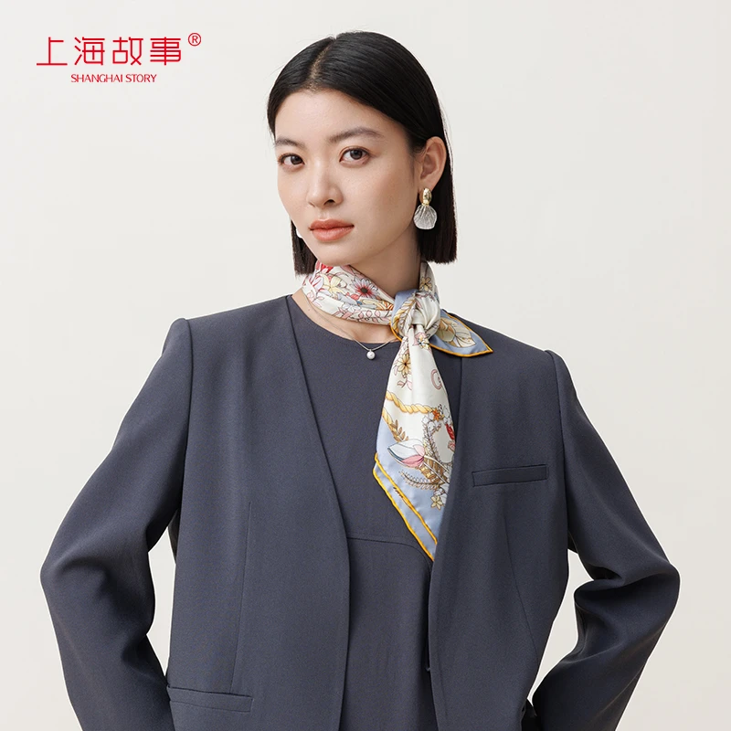 上海故事2025春夏新款桑蚕丝双面印花桑蚕丝中方巾丝巾妈妈款送长