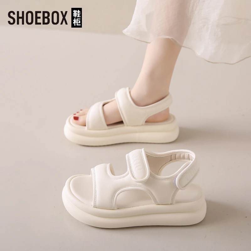SHOEBOX鞋柜凉鞋女款2025夏季新款松糕厚底老爹沙滩休闲凉拖鞋