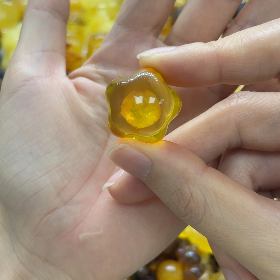 琥珀未镶嵌裸石天然琥珀俄料金珀星星