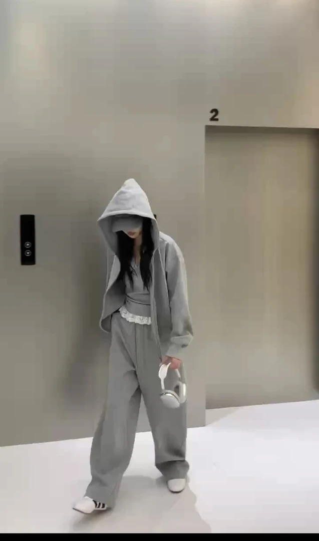 休闲风极简风休闲时尚套装运动裤休闲裤抽绳宽松百搭
