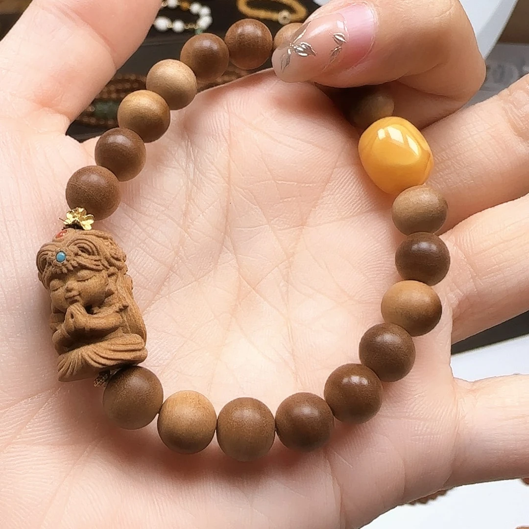 檀香木手串/手链河*鱼单圈08老山檀