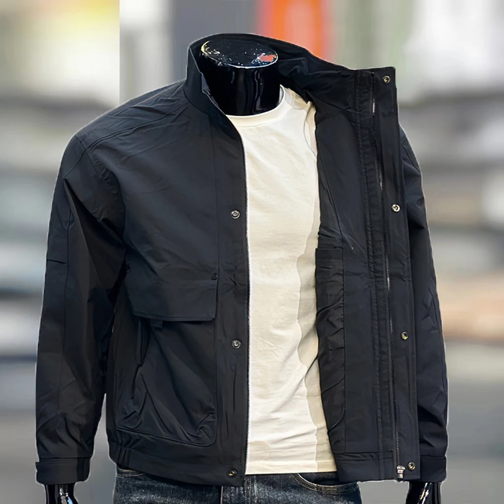 2024新款工装外套男黑色立领秋季潮牌男士休闲夹克青年上衣男潮牌