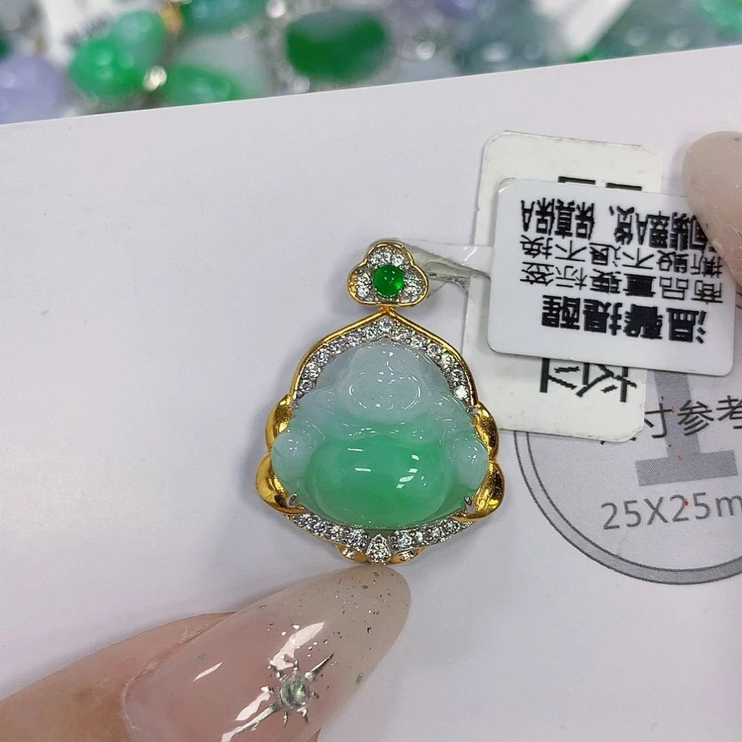 颈饰银S925镶嵌翡翠
