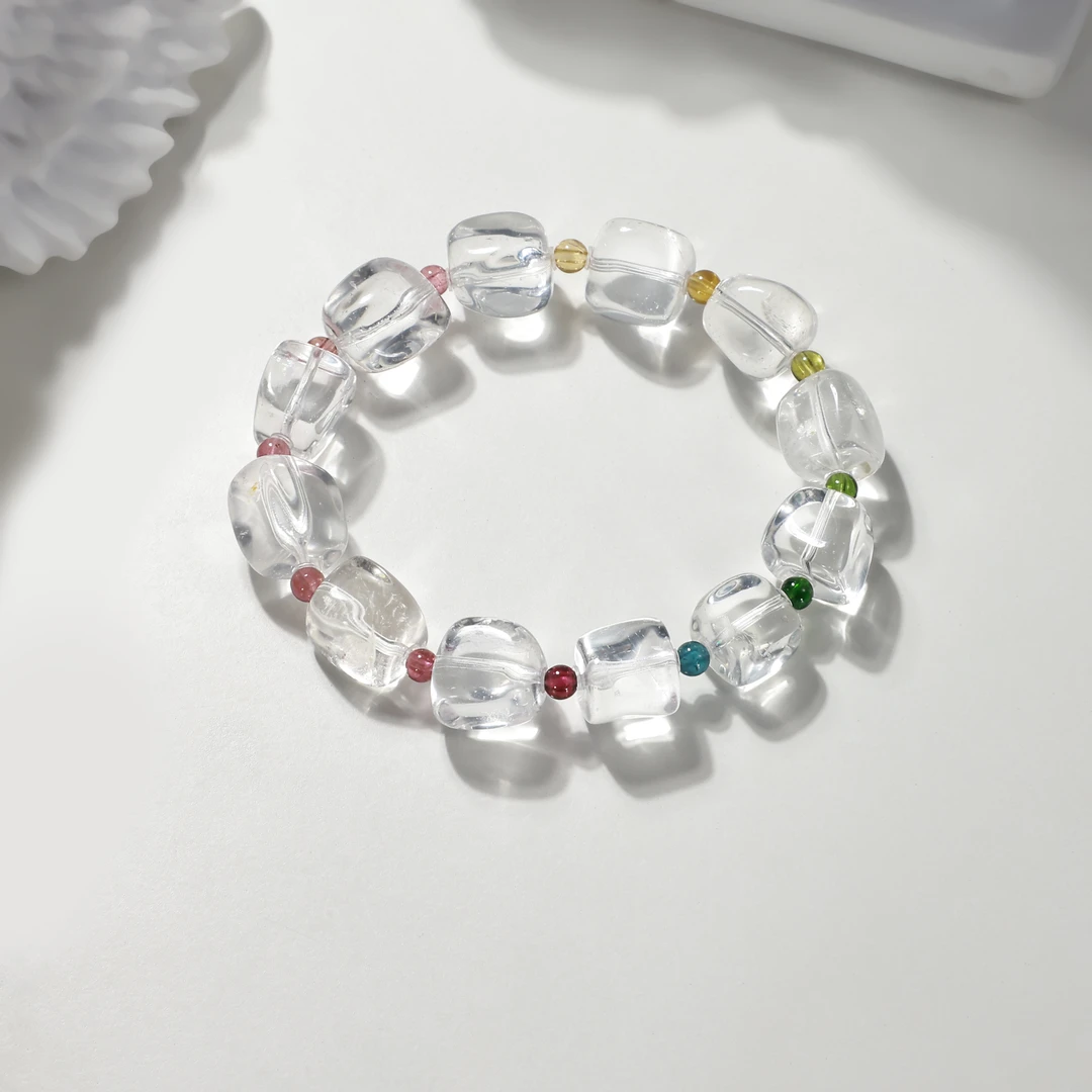 天然白水晶碧玺设计款手串