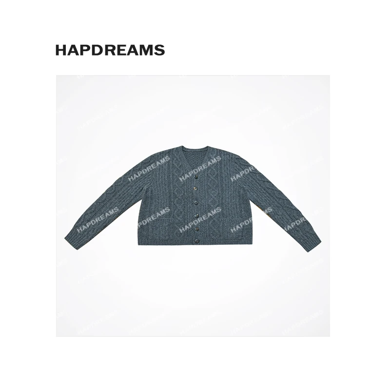 双色咩咩麻花开衫 松弛感阔版休闲针织衫xmy062