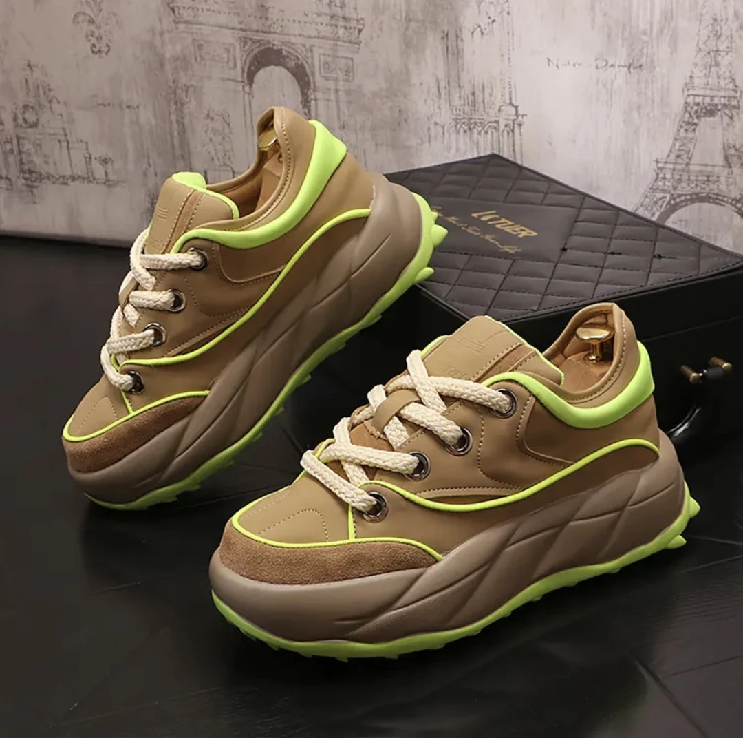 5708欧洲站奢侈品男鞋增高潮鞋百搭厚底运动面包老爹鞋系带时尚鞋