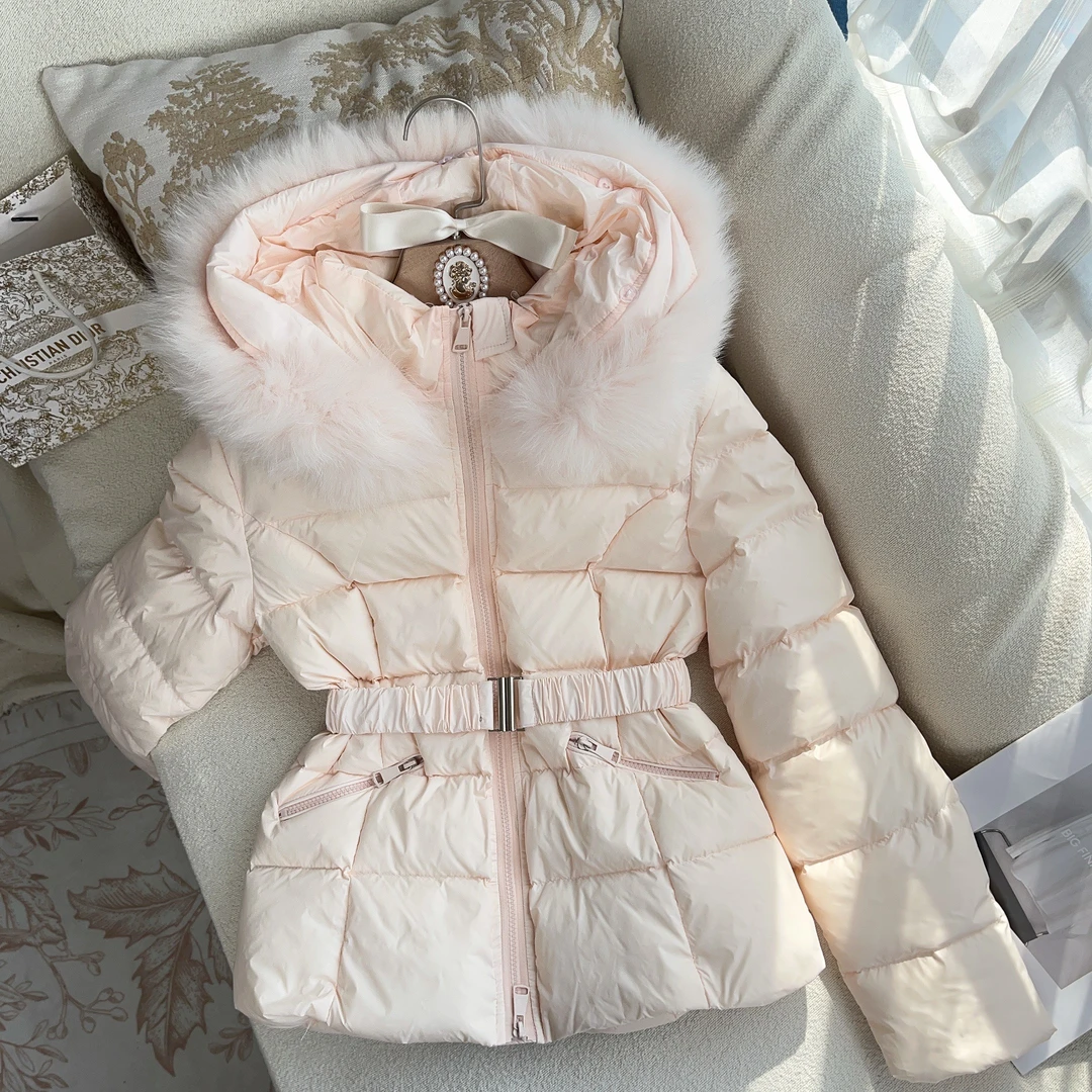 2025【雪姬】粉媚毛领收腰显瘦连帽加厚冬季新款外套