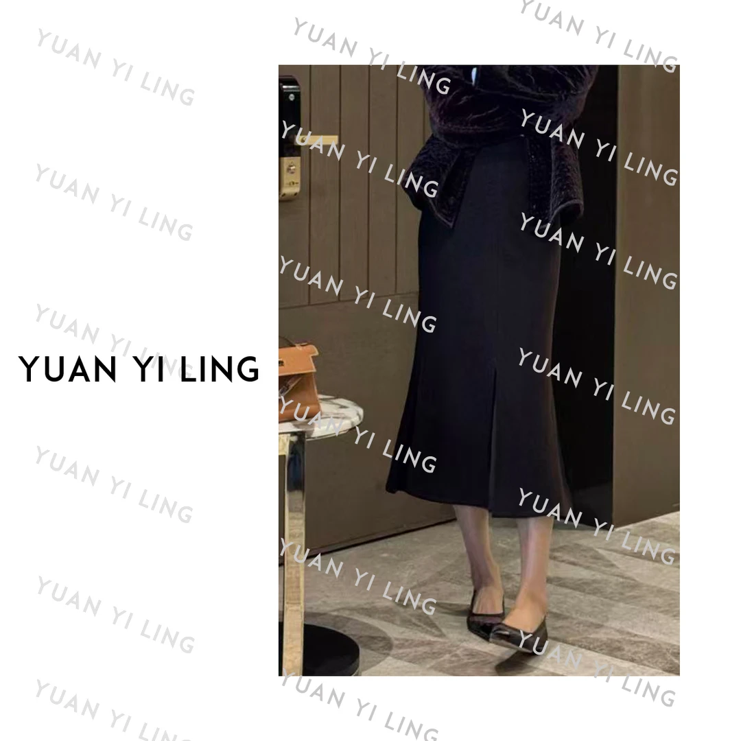 袁艺灵【里昂漫步】进口100%澳毛精细工艺开叉褶皱半身裙