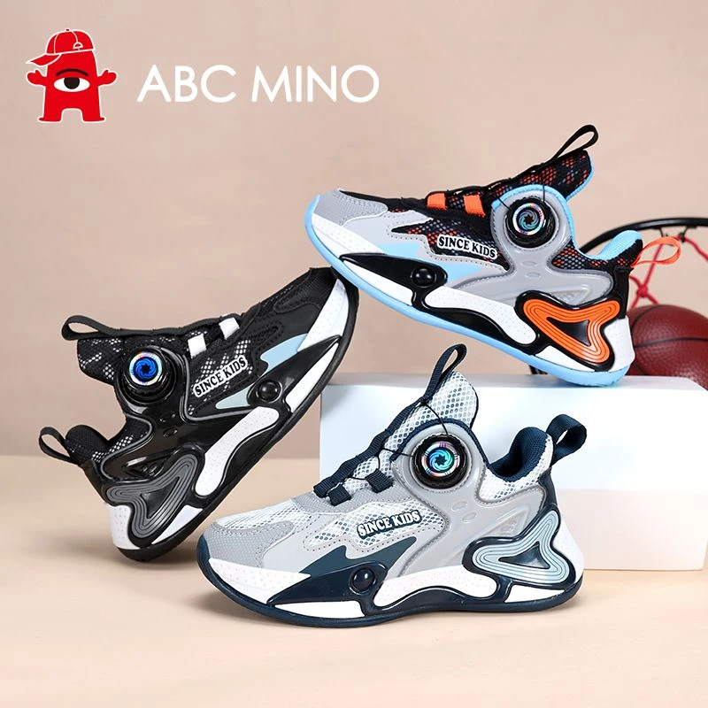 ABC MINO男童鞋新款秋冬款儿童篮球鞋纽扣运动鞋加绒棉鞋跑步鞋