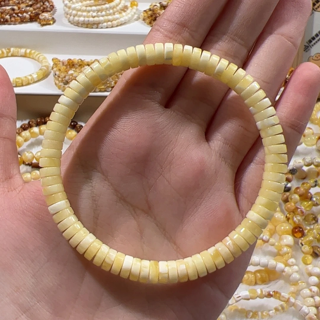 琥珀未镶嵌珠宝奇石浓蜡药片手串