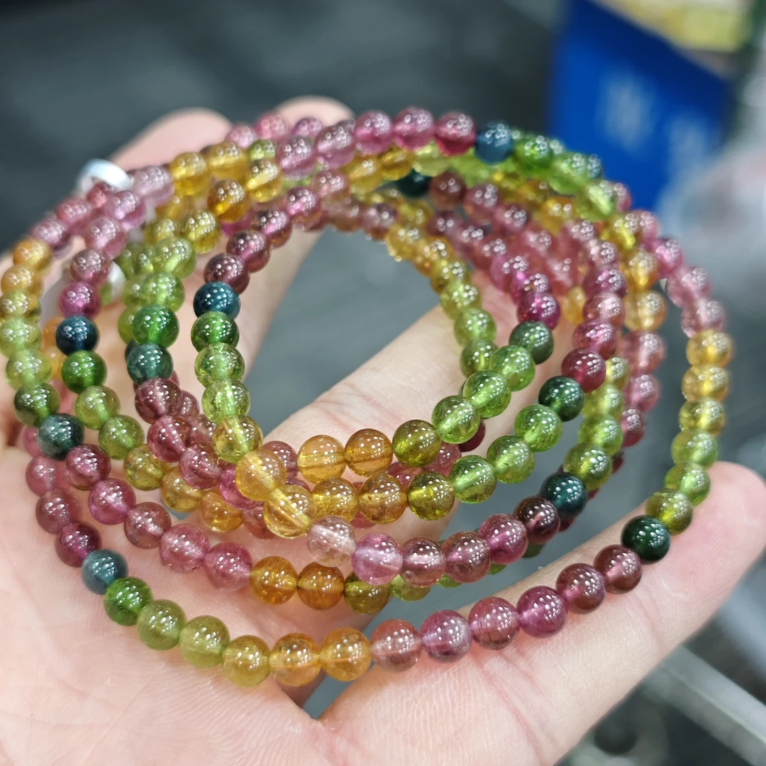 【书记甄选】天然碧玺三圈手链 多样性发一件 约5mm XL3741