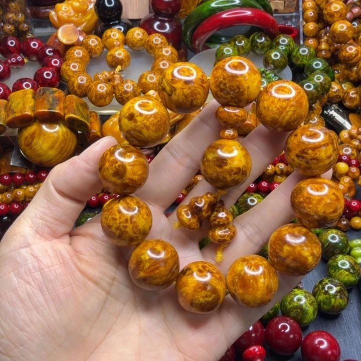 松木琥珀木文玩手串