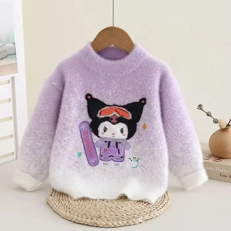 羊羔绒不起球女宝针织衫洋气库洛米2025秋冬女童保暖毛衣毛衣加绒