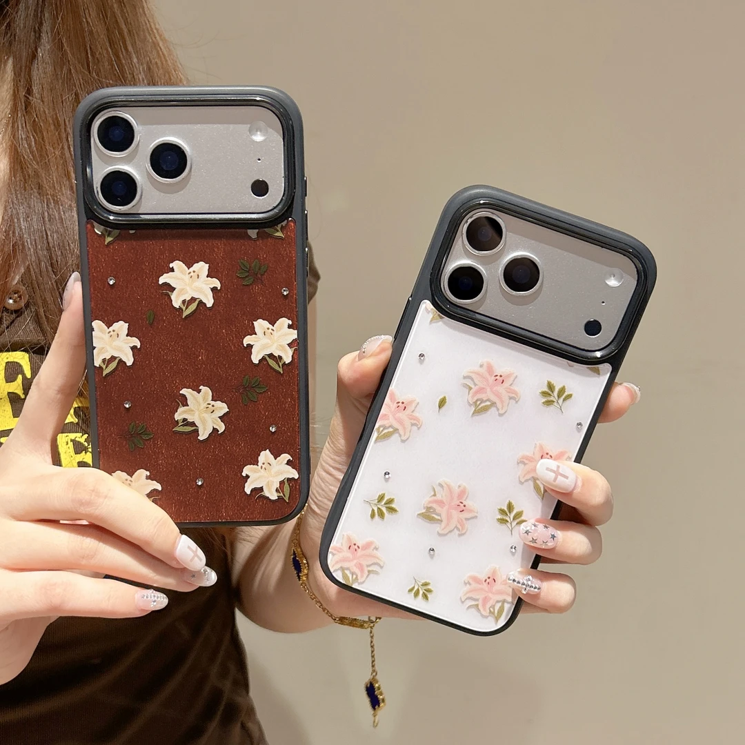 【木调百合系列】适用苹果17ProMax磁吸手机壳珠光玫瑰16简约15全包