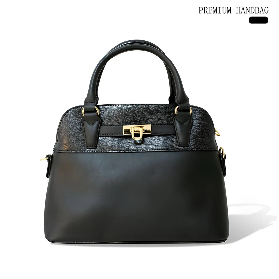 女士质感手提包可单肩斜挎简约时尚02134通勤百搭手拎包经典黑色